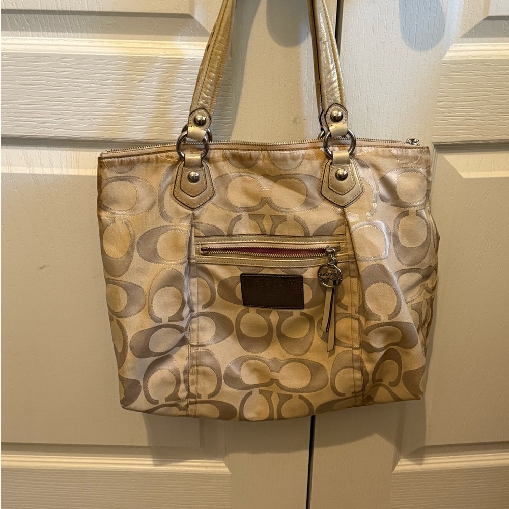 Coach Poppy Tan Signature Tote Bag